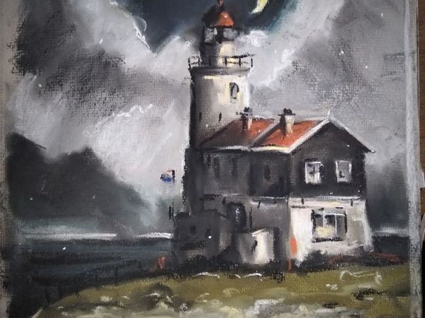 Мастер-класс картина «Маяк» сухой пастелью | Ярмарка Мастеров - ручная работа, handmade