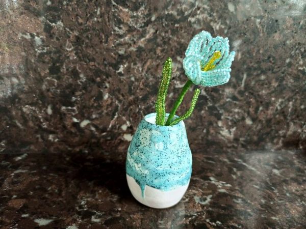 Цветок из бисера для маленькой вазочки | Ярмарка Мастеров - ручная работа, handmade