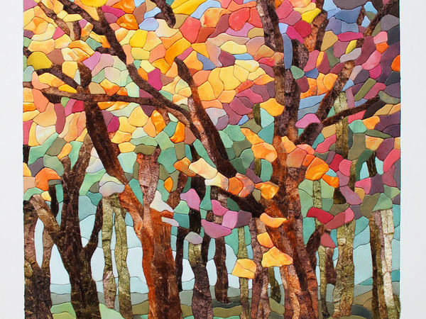 «Осенний лес»: картина в технике пэчворк без иглы