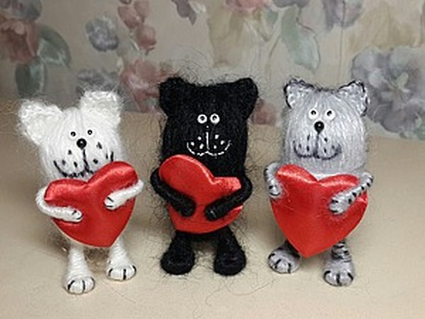 «Моталки. Котик из ниток с сердцем» | Ярмарка Мастеров - ручная работа, handmade
