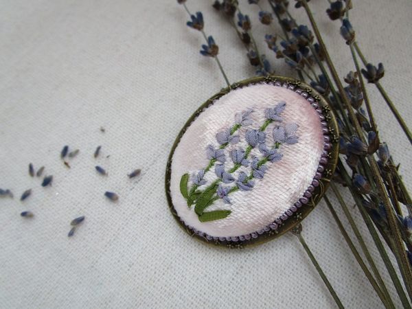 Вышиваем брошь с лавандой | Ярмарка Мастеров - ручная работа, handmade