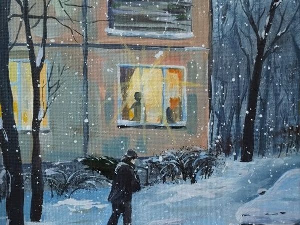Уютное видео. Картина со снегом | Ярмарка Мастеров - ручная работа, handmade