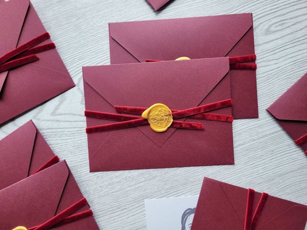 Бордовые конверты | Ярмарка Мастеров - ручная работа, handmade
