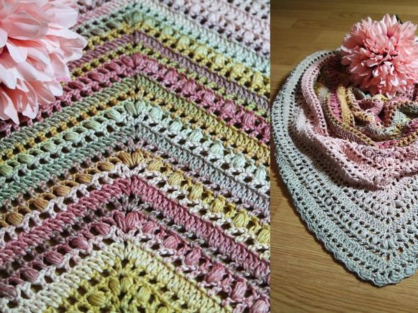 Вяжем простую, но эффектную шаль крючком. How to crochet a simple but beautiful shawl