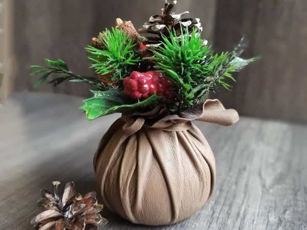 Новогодний подарок — МК «Вазочка из кожи» | Ярмарка Мастеров - ручная работа, handmade