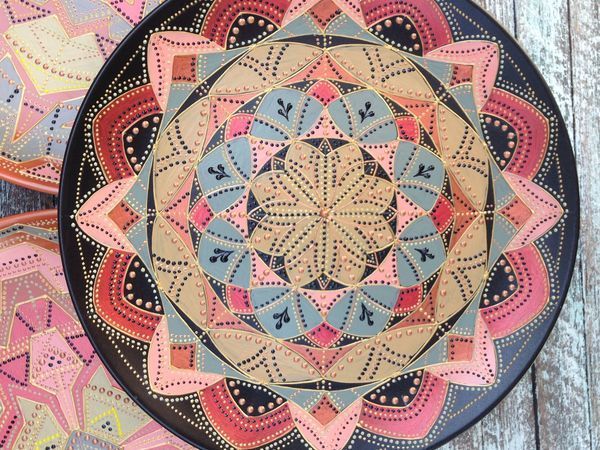 Роспись тарелки в технике Point-to-point | Ярмарка Мастеров - ручная работа, handmade