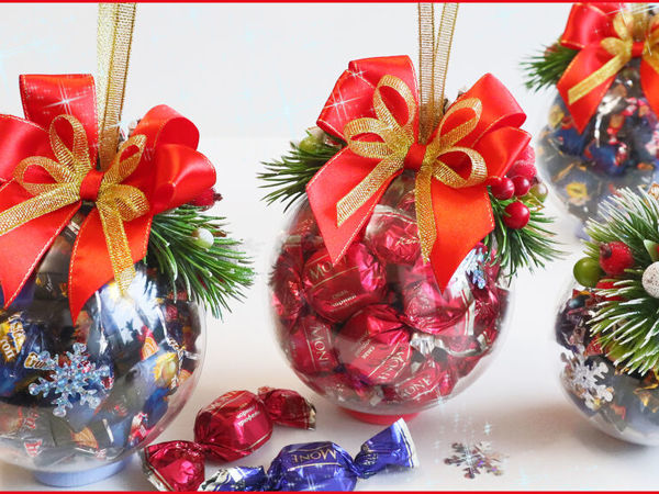 Большой шар с конфетами. Сладкие подарки на Новый год и Рождество | Ярмарка Мастеров - ручная работа, handmade