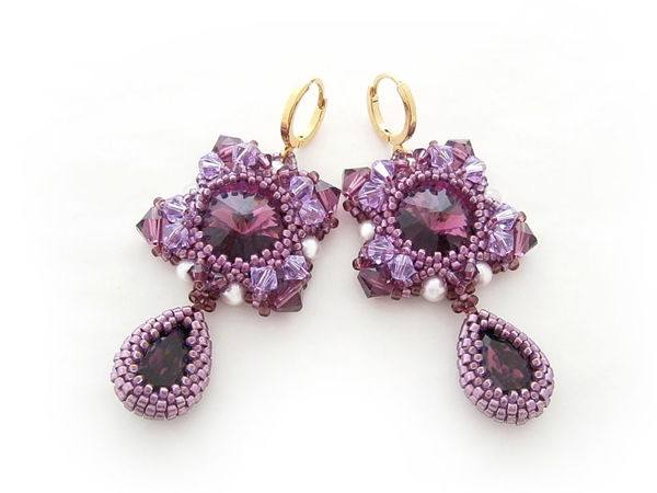 Creating ''Amedea'' Earrings from Beads and Swarovski Crystals | Livemaster - handmade