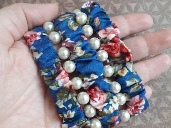Шьем широкий браслет из ткани и бусин | Ярмарка Мастеров - ручная работа, handmade