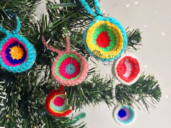 Яркие шарики-фонарики на елку крючком | Ярмарка Мастеров - ручная работа, handmade