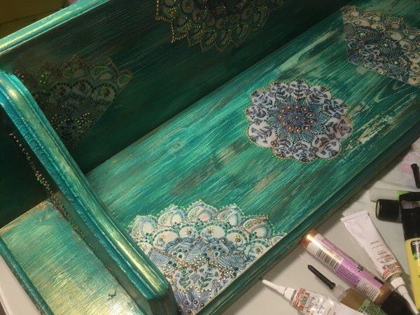 Расписываем полку «Эклектика» в технике декупаж | Ярмарка Мастеров - ручная работа, handmade