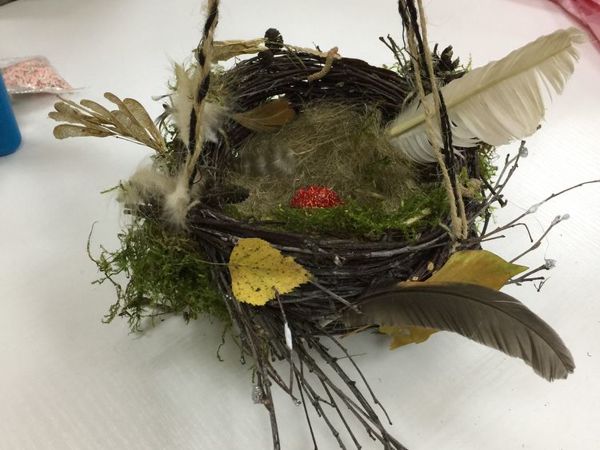 Делаем птичье гнездо, кашпо-гнездо, декорируем яйцо бисером | Ярмарка Мастеров - ручная работа, handmade