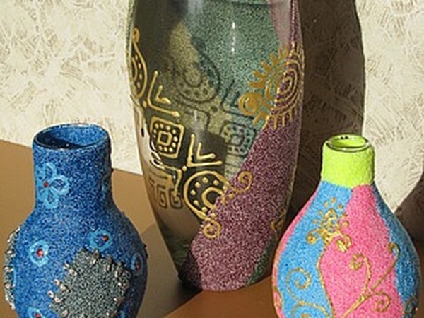 Декор стеклянной вазы шариковым пластилином | Ярмарка Мастеров - ручная работа, handmade