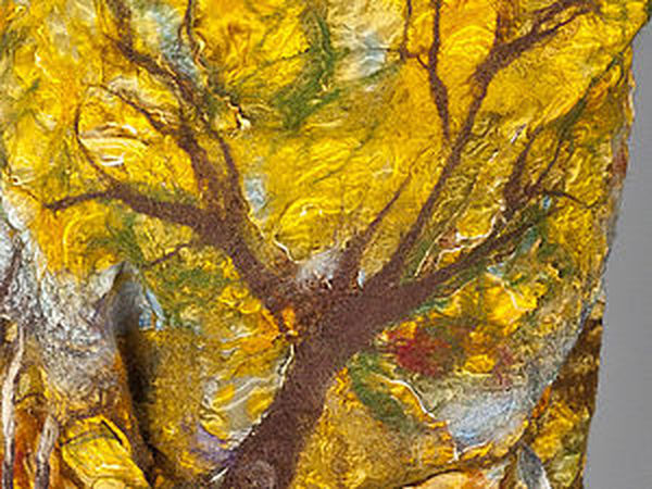 Осенние деревья  Как я выкладываю шерсть для нунофелтинга | Ярмарка Мастеров - ручная работа, handmade