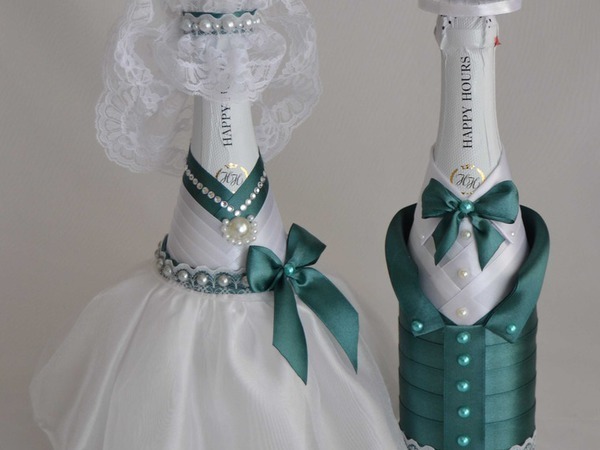 Свадебное шампанское своими руками, мастер-класс.