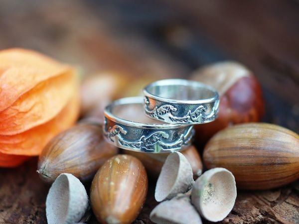 Парные кольца Волна, серебро 925 пробы с чернением | Ярмарка Мастеров - ручная работа, handmade