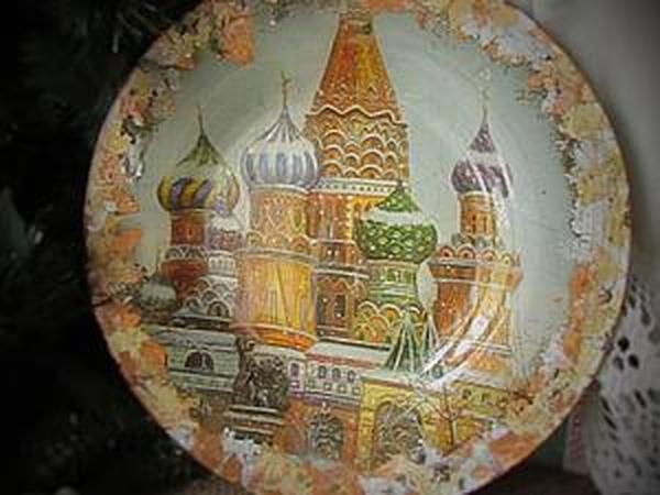 Мастер-класс: тарелка сувенирная «Моя Москва» в технике обратного декупажа | Ярмарка Мастеров - ручная работа, handmade