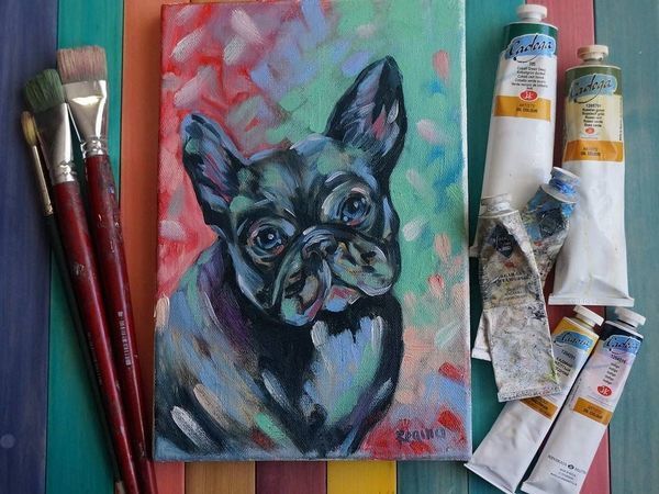 Painting the Symbol of the Year 2018: A French Bulldog in Oil | Ярмарка Мастеров - ручная работа, handmade