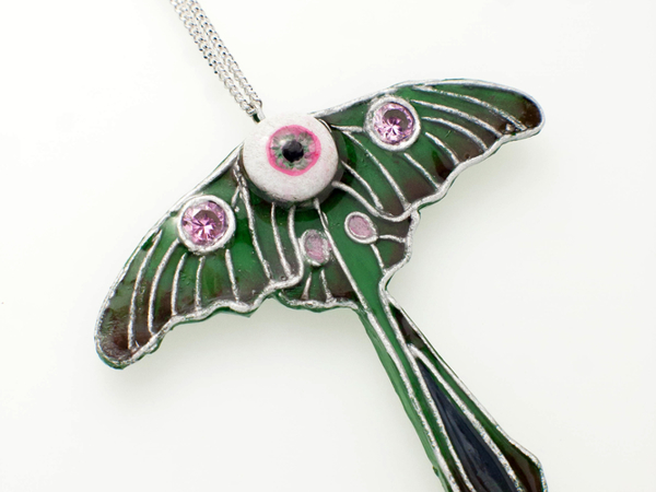 Luna moth. Кулон с фианитами | Ярмарка Мастеров - ручная работа, handmade
