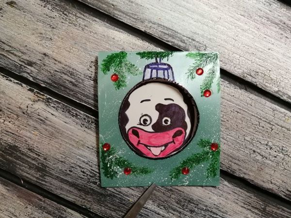 Мастер-класс: открытка с символом 2021 года | Ярмарка Мастеров - ручная работа, handmade