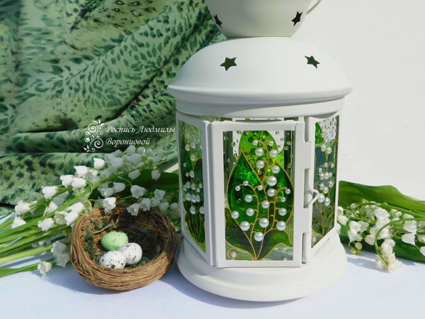 Создаём витражный фонарик с весенними ландышами | Ярмарка Мастеров - ручная работа, handmade