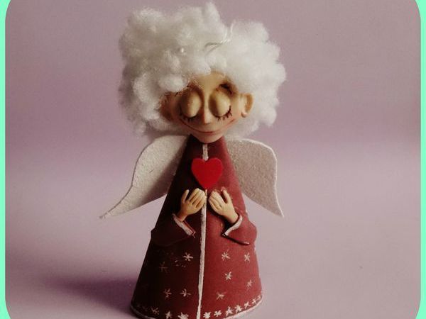 Делаем милого и доброго ангела на елку в смешанной технике | Ярмарка Мастеров - ручная работа, handmade