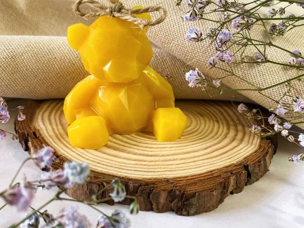 Свеча-медвежонок | Ярмарка Мастеров - ручная работа, handmade