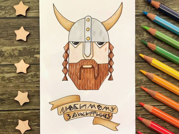 Tutorial: Minimalistic Viking Postcard | Livemaster - handmade