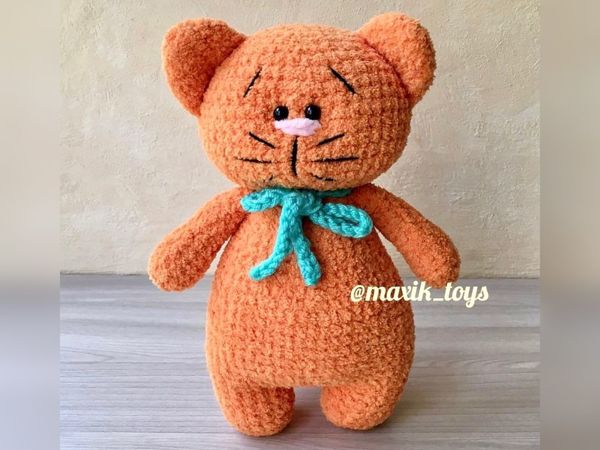 Вязаный бархатный котик Мандарин со скидкой 20% | Ярмарка Мастеров - ручная работа, handmade