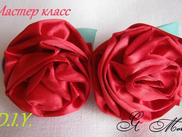 Розы из узких атласных лент на резинках своими руками / DIY Satin Ribbon Roses