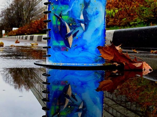 Делаем обложку на тетрадь «Киты». Эпоксидка, глина, resin art | Ярмарка Мастеров - ручная работа, handmade