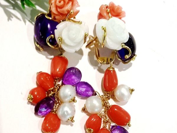 Видео серег «Fleurs de Paris» коралл,аметист,жемчуг,золото 750.Прекрасного,весенннего настроения) | Ярмарка Мастеров - ручная работа, handmade