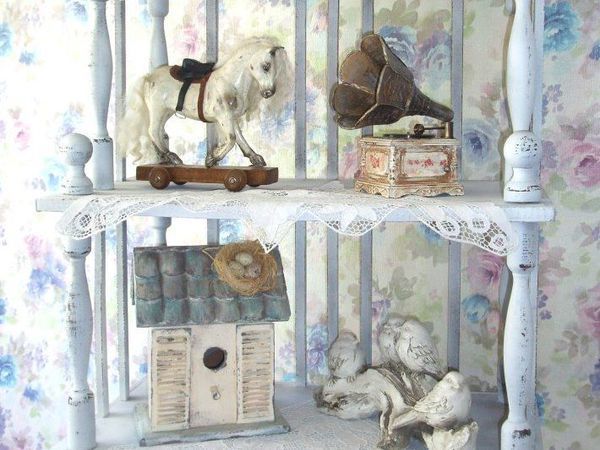 Этажерка в стиле шебби шик для кукольной мастерской | Ярмарка Мастеров - ручная работа, handmade