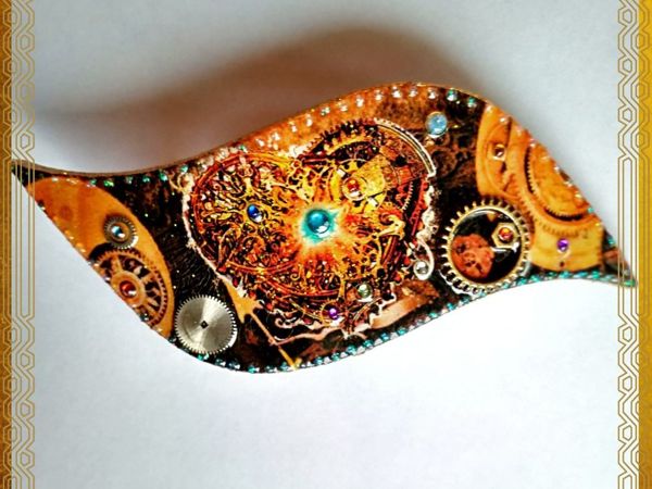 Заколка Часовое сердце. Волна | Ярмарка Мастеров - ручная работа, handmade