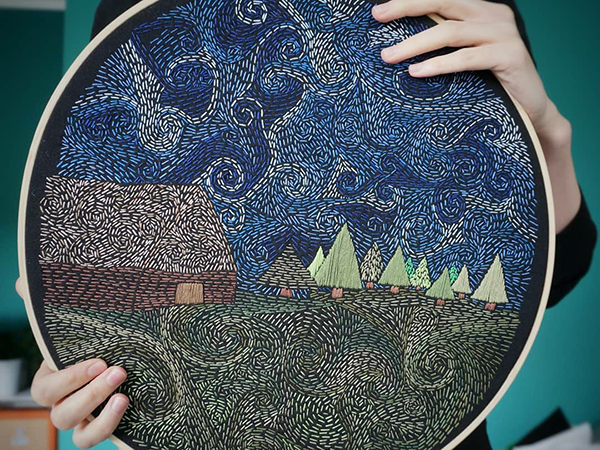 Embroidery about Darkness and Silence Reminding about Night Secrets by Naniewymiar | Ярмарка Мастеров - ручная работа, handmade