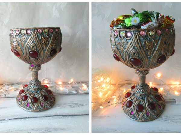 Простая ваза из папье-маше своими руками с декором лентами