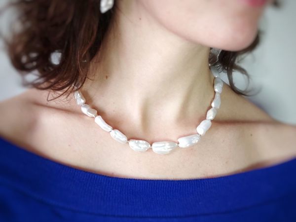 Колье из натурального жемчуга Бива | Ярмарка Мастеров - ручная работа, handmade