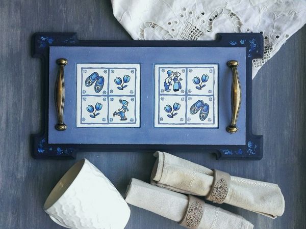 Декор подноса с керамической плиткой | Ярмарка Мастеров - ручная работа, handmade