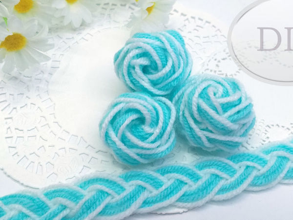 Розы из пряжи без спиц и крючка | Ярмарка Мастеров - ручная работа, handmade