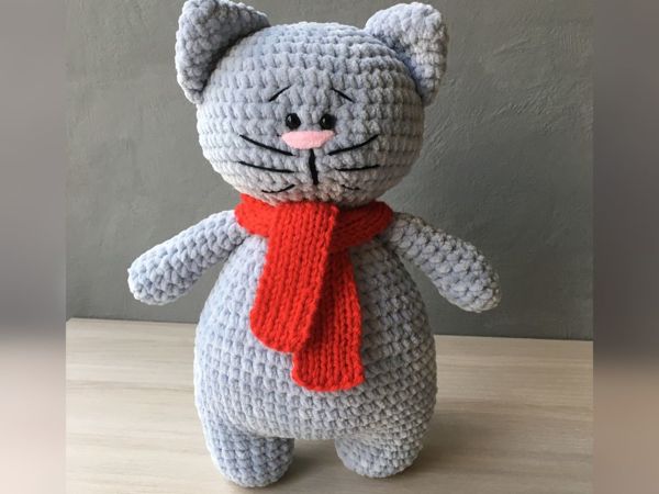 Мягкие игрушки-вязаный плюшевый котик | Ярмарка Мастеров - ручная работа, handmade