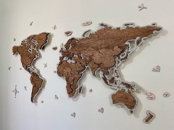 Карта мира из дерева на стену | Ярмарка Мастеров - ручная работа, handmade