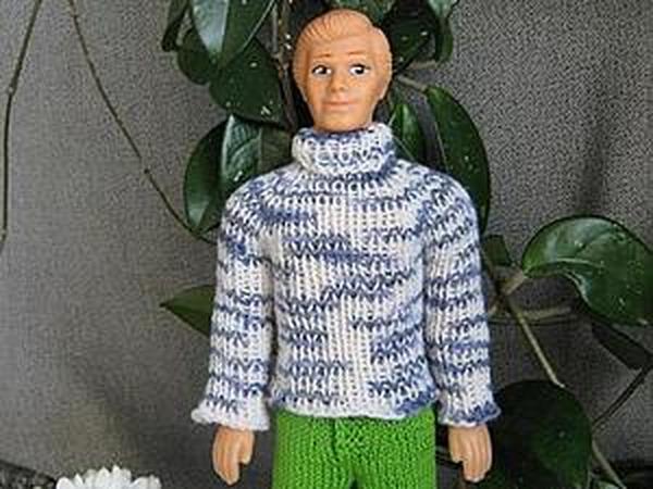 Вяжем свитерок для куклы Кен, тильдочек, интерьерных и текстильных кукол | Ярмарка Мастеров - ручная работа, handmade