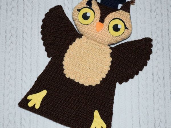 МК по вязанию крючком игрушка-рукавичка  «Мудрая сова» | Ярмарка Мастеров - ручная работа, handmade