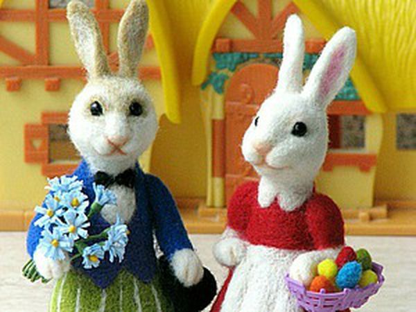 Felting an Easter Bunny Couple | Ярмарка Мастеров - ручная работа, handmade