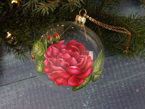 How to Paint a Beautiful Rose on a Transparent Ball. Double-sided Painting on Glass | Livemaster - handmade