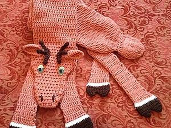 Как связать забавный шарфик в виде лося | Ярмарка Мастеров - ручная работа, handmade