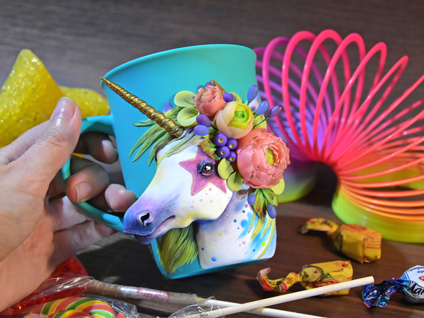 Новенькое: кружка с единорогом в цветах | Ярмарка Мастеров - ручная работа, handmade