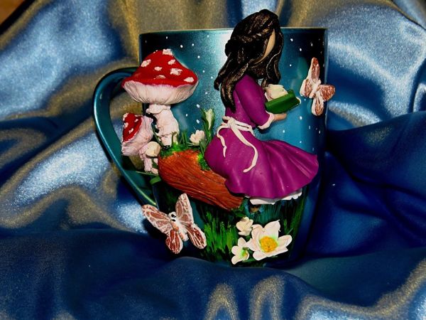 Декор кружки полимерной глиной | Ярмарка Мастеров - ручная работа, handmade