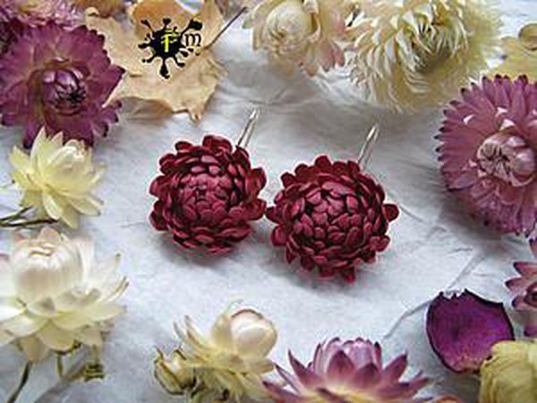 Polymer Earrings with Immortelle Flowers DIY | Livemaster - handmade