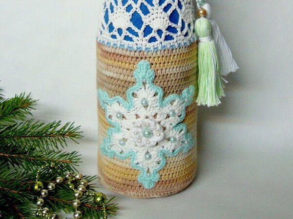 Вязаный чехол на бутылку шампанского | Ярмарка Мастеров - ручная работа, handmade Вязаный чехол на бутылку шампанского | Ярмарка Мастеров - ручная работа, handmade